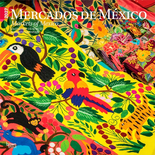 BrownTrout; Mercados de Mexico | Markets of Mexico | 2027 12 x 24 Inch (Hanging) Monthly Square Wall Calendar | English/Spanish Bilingual | Plastic-Free; Category:Wall Calendars; Image:1